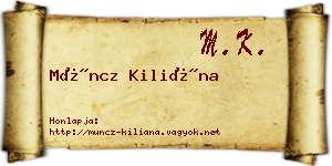 Müncz Kiliána névjegykártya
